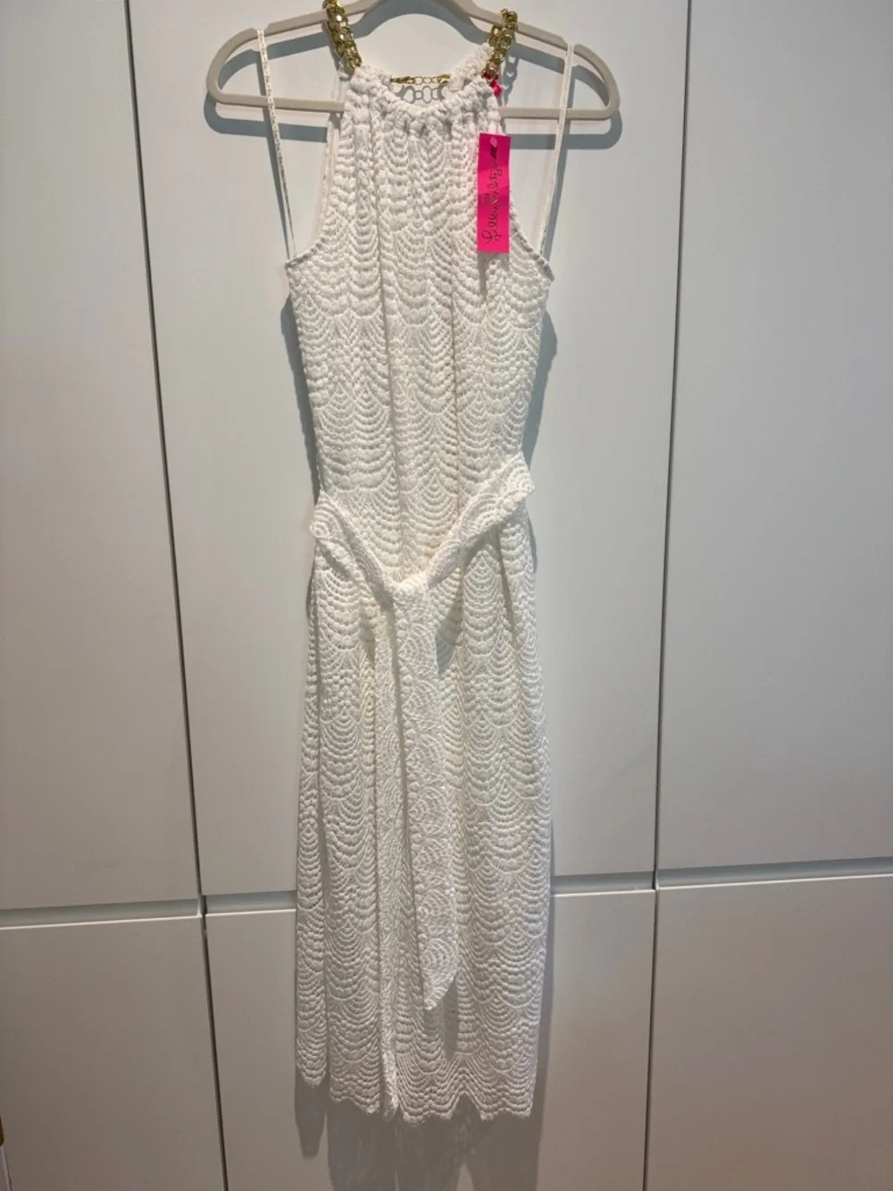 Lilly Pulitzer White Crochet Halter Midi Dress M